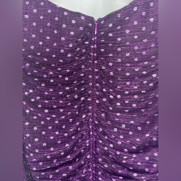 For Love & Lemons Purple Ruched Bodycon Dress w Bishop Sleeves - Picture 9 of 12